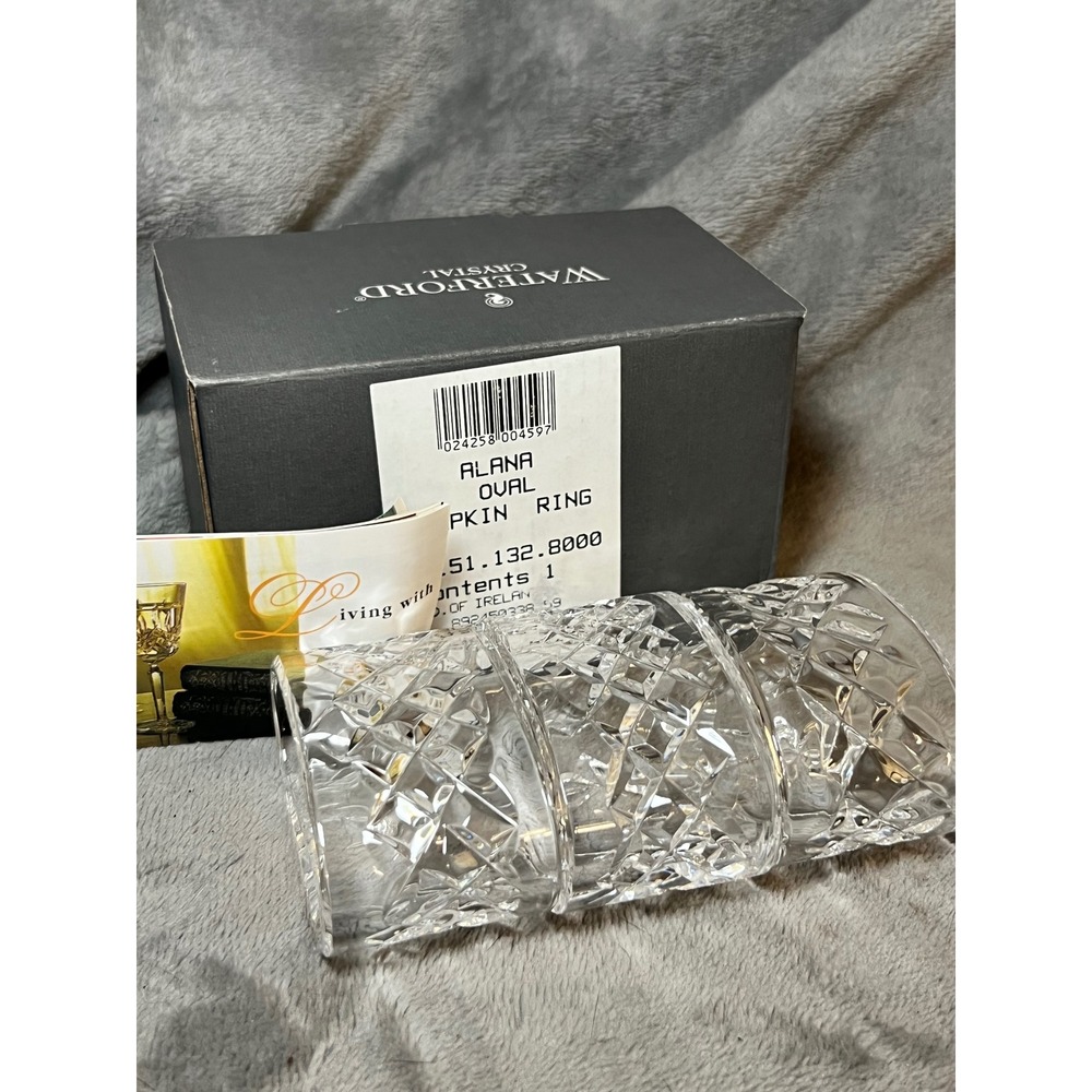 Vintage Waterford Alana Crystal Oval Napkin Rings Set of 3 Ireland Boxed